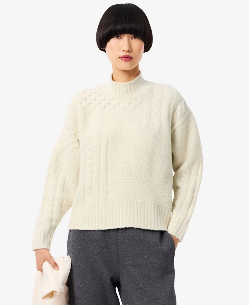 Lacoste Usa Women's Mock Neck Knit Sweater