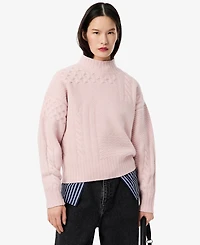Lacoste Usa Women's Mock Neck Knit Sweater