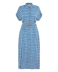 Yumi Women's Belted Midi Shirt Dress