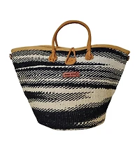 Sawa SAWABalance Art Spiral Black and White Handmade Sisal Straw Basket Tote