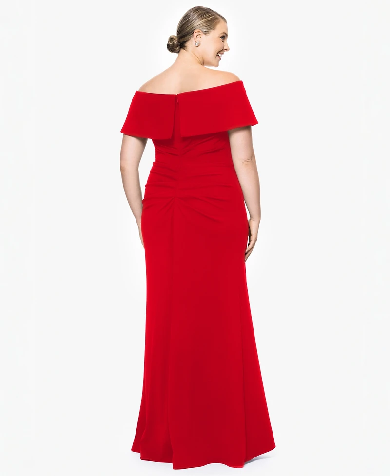 Betsy & Adam Plus Sweetheart Off-The-Shoulder Gown