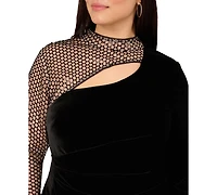 Adrianna Plus Mock Neck Mini Dress