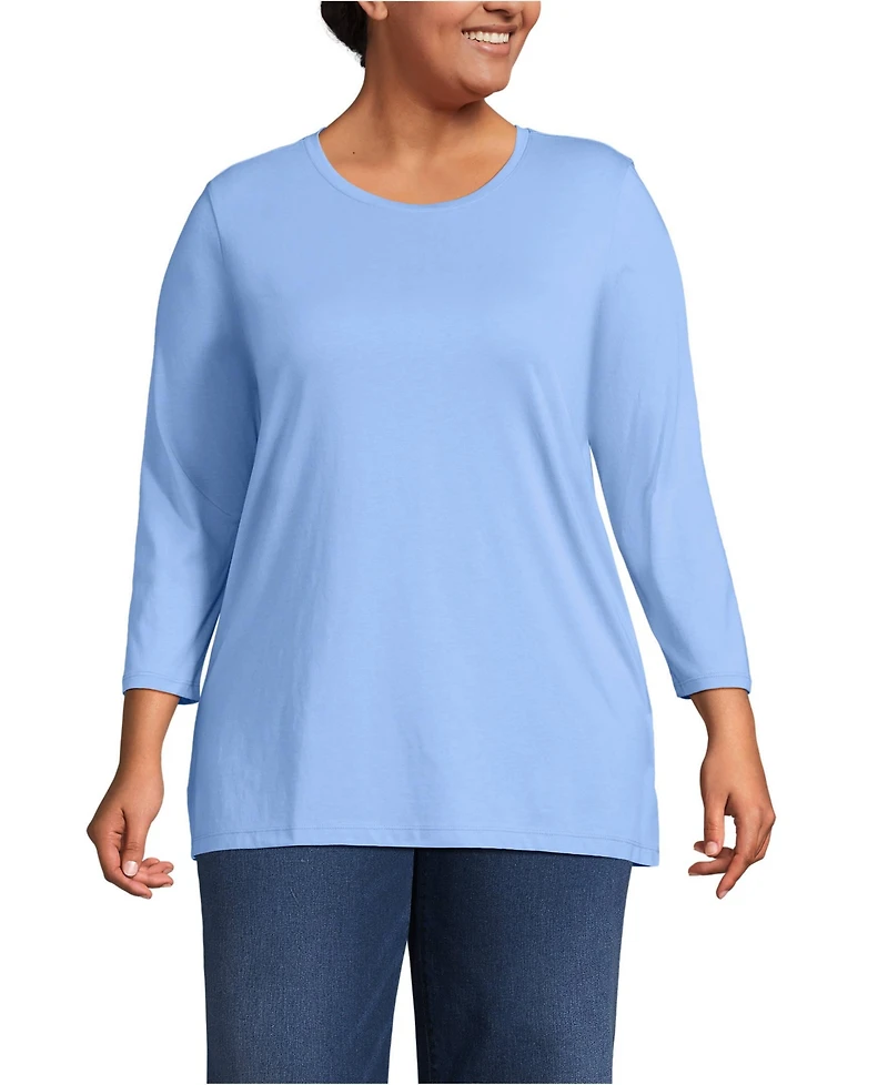 Lands' End Plus 3/4 Sleeve Cotton Supima Tunic