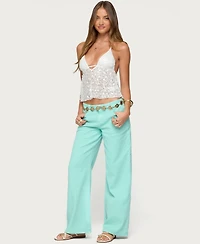 Edikted Womens Roman Low Rise Slouchy Jeans