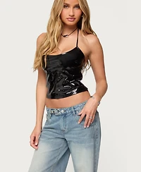 Edikted Women's Vikki Vinyl Halter Top