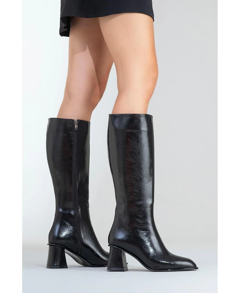Prologue Shoes Paradis Block Heel Knee High Boot (Women)