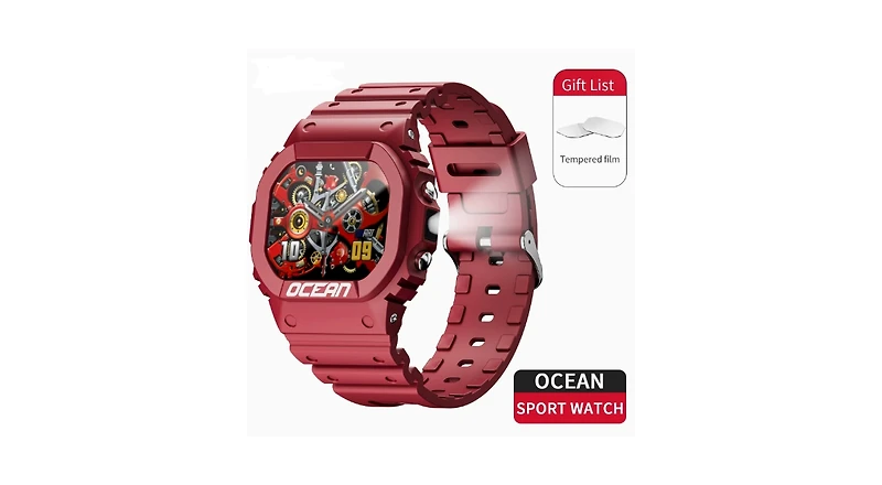Ruxing smart Outdoor sports wristband 1.75-inch full touch screen Bluetooth call flashlight Sos compass -Red