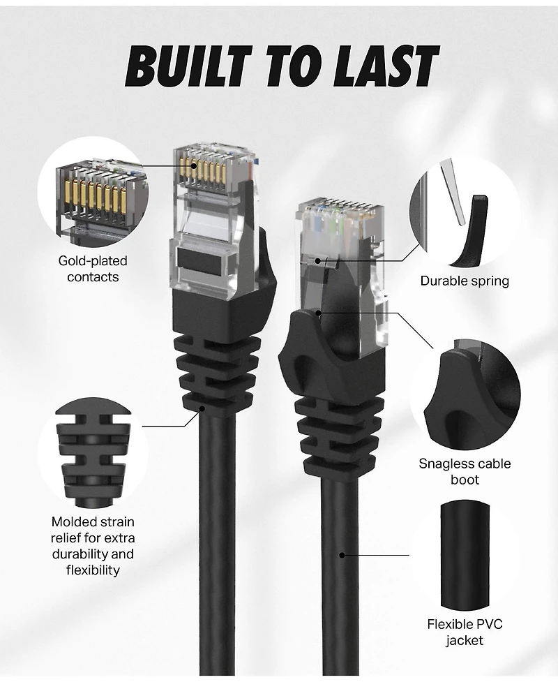 Ultra Clarity Cables Cat 6 Ethernet Cable 10-Pack High Speed Lan Internet Cord