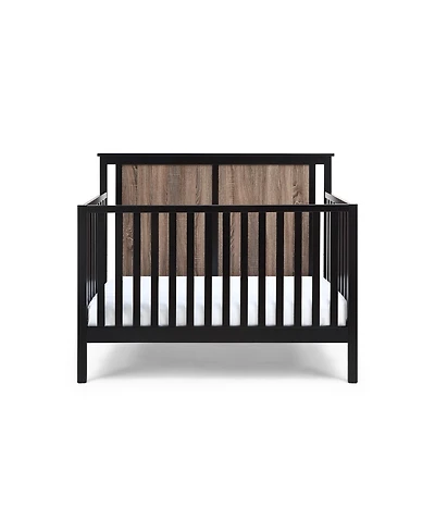 Forest'nSky Black and Vintage Walnut 4-in-1 Convertible Crib with Mid-Century Accents and Wood Finish