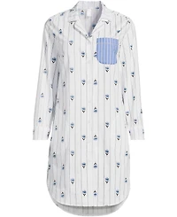 Lands' End Women's Cotton Poplin Long Sleeve Sleepshirt Nightgown