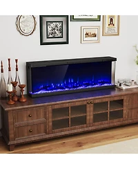 50" Wide 3-Sided Electric Fireplace Insert 750with 1200W Recessed Wall-Mounted Heater