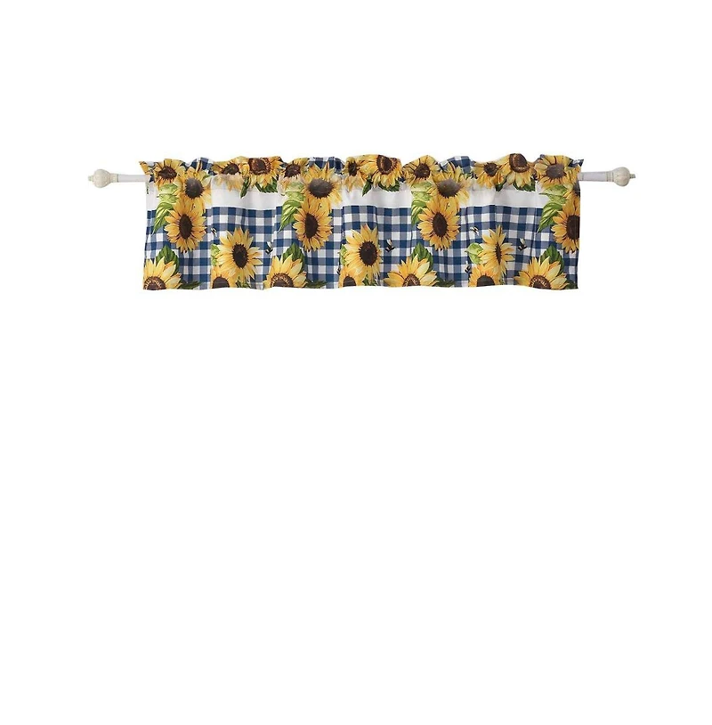 Sunflower Window Valance Gold 84in x 16in + 2in by Barefoot Bungalow