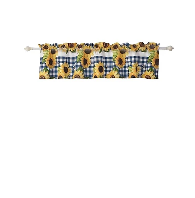 Sunflower Window Valance Gold 84in x 16in + 2in by Barefoot Bungalow