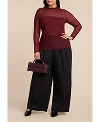 Eloquii Women's Plus Paneled Sheer Top