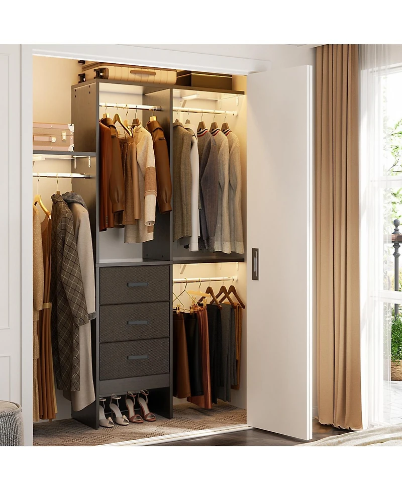 Aheaplus 4FT Small Closet Organizer with Fabric Drawers