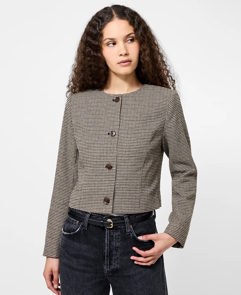 French Connection Women's Houndstooth Long Sleeve Jacket