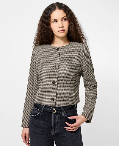 French Connection Women's Houndstooth Long Sleeve Jacket