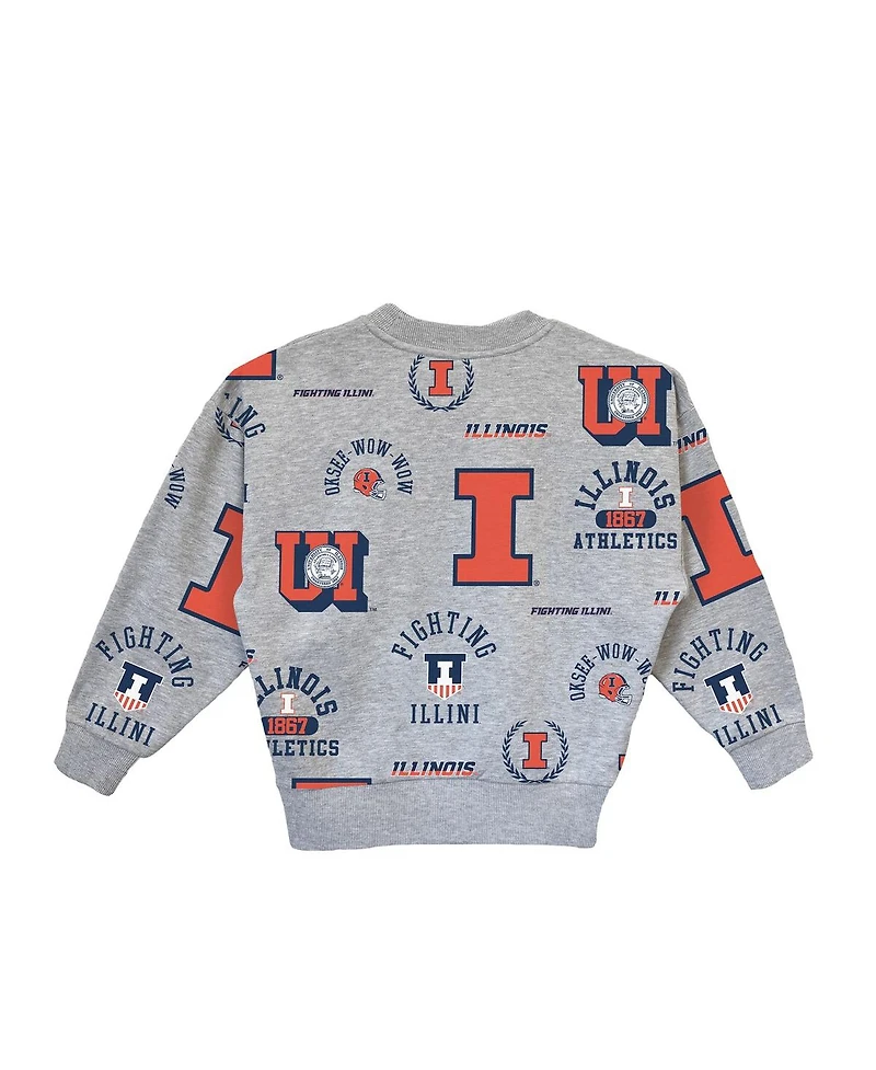 Gameday Couture Big Girls Gray Illinois Fighting Illini Always on Repeat Pullover Sweatshirt