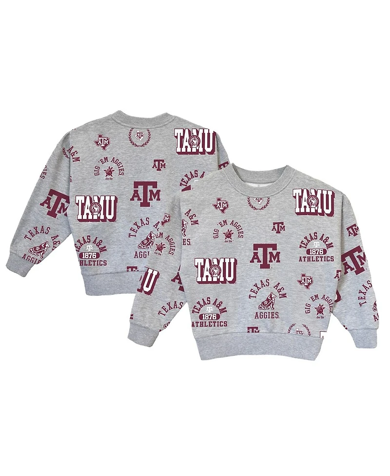 Gameday Couture Big Girls Gray Texas A&M Aggies Always on Repeat Pullover Sweatshirt