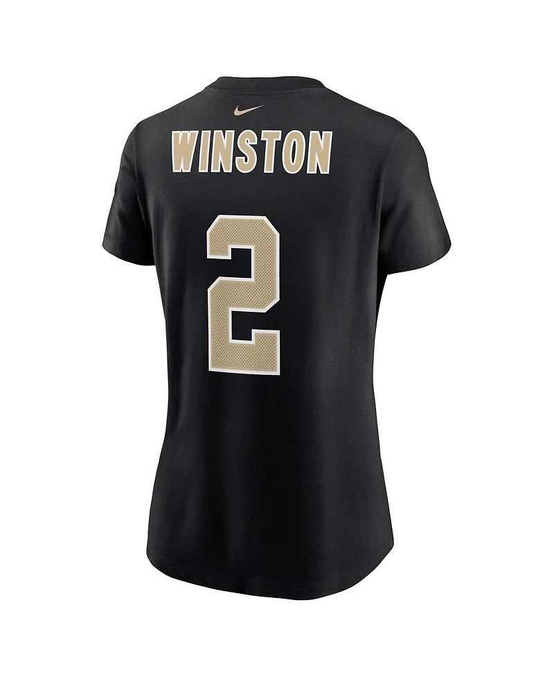 Nike Women's Jameis Winston Black New Orleans Saints Name Number T-Shirt