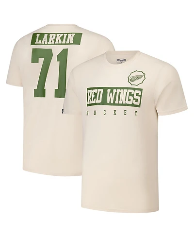LevelWear Men's Dylan Larkin Khaki Detroit Red Wings 2024 Nhl Military Appreciation Richmond Delta Player Name Number T-Shirt