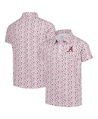 Garb Big Boys and Girls Crimson Alabama Tide Tom Allover Print Performance Polo Shirt