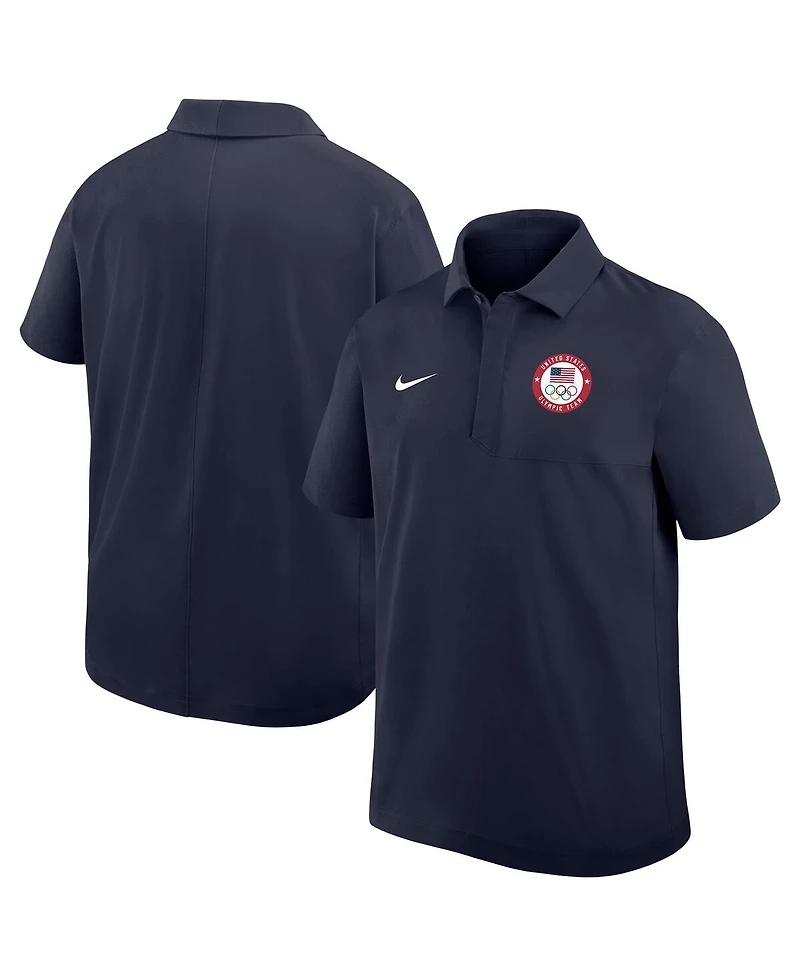 Nike Men's Navy Woven Polo Shirt