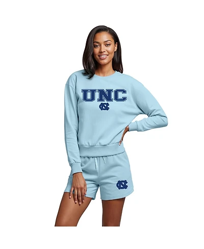 Concepts Sport Women's 2-Piece Light Blue North Carolina Tar Heels Elevation Tri-Blend Long Sleeve Top and Short Set