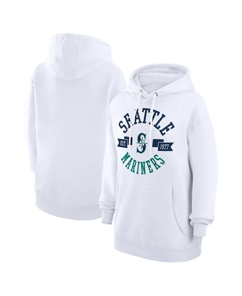 G-iii 4Her by Carl Banks Women's White Seattle Mariners City Graphic Pullover Hoodie