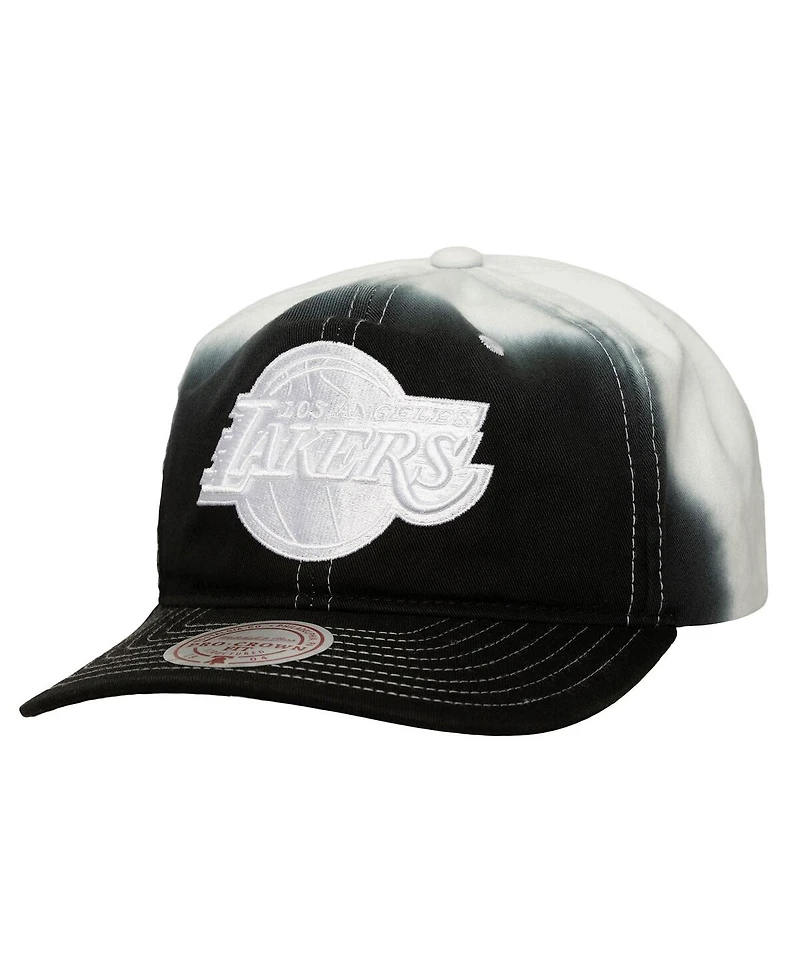 Mitchell & Ness Men's Black/White Los Angeles Lakers Dip Dye Pro Crown Adjustable Hat