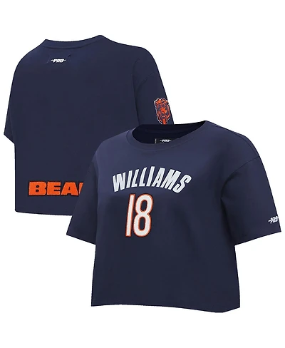 Pro Standard Women's Caleb Williams Navy Chicago Bears Player Name Number Cropped Boxy T-Shirt