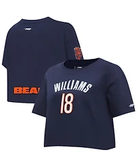 Pro Standard Women's Caleb Williams Navy Chicago Bears Player Name Number Cropped Boxy T-Shirt