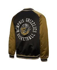 Mitchell & Ness Men's Olive/Black Memphis Grizzlies Clutch Satin Raglan Full-Snap Jacket