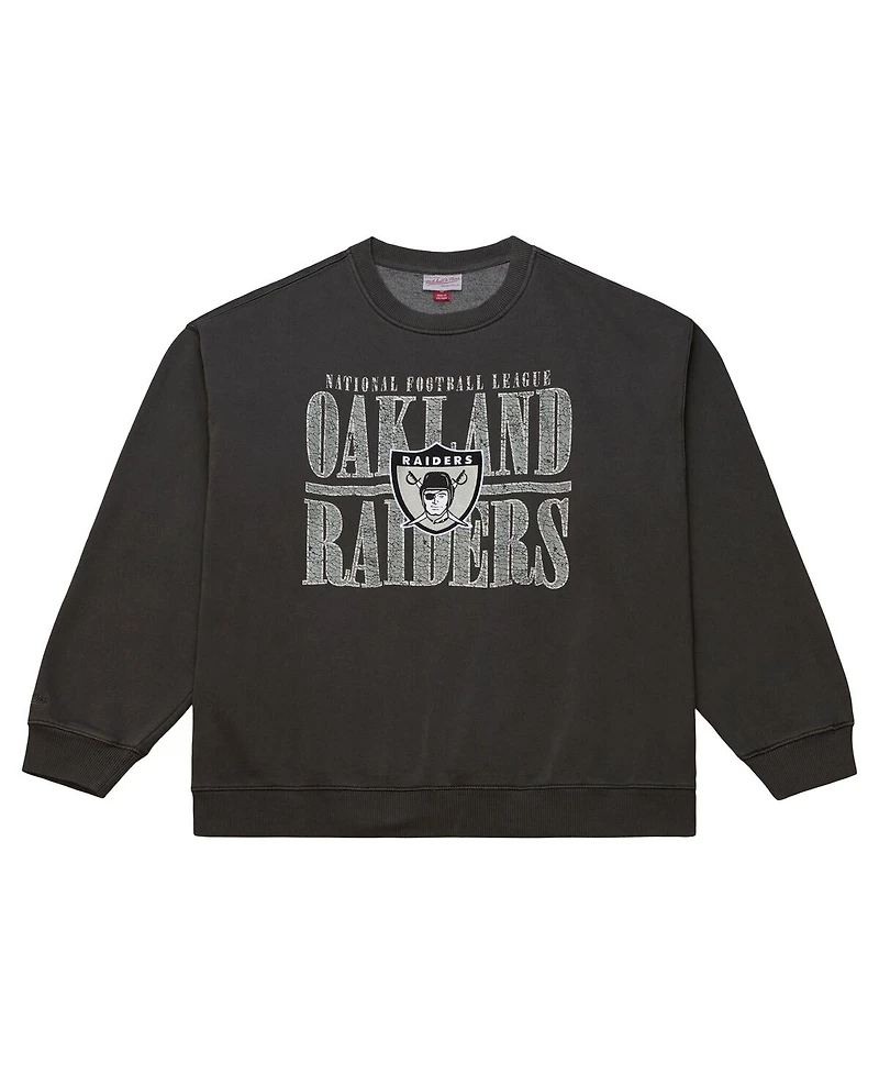 Mitchell & Ness Men's Black Oakland Raiders Downtown Crew Logo Sweatshirt