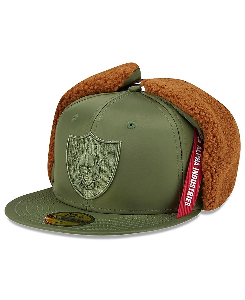 New Era x Alpha Industries Men's Olive Las Vegas Raiders Dog Ears 59FIFTY Fitted Hat