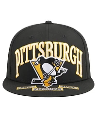 New Era Men's Black Pittsburgh Penguins Oversized Arch 59Fifty Fitted Hat