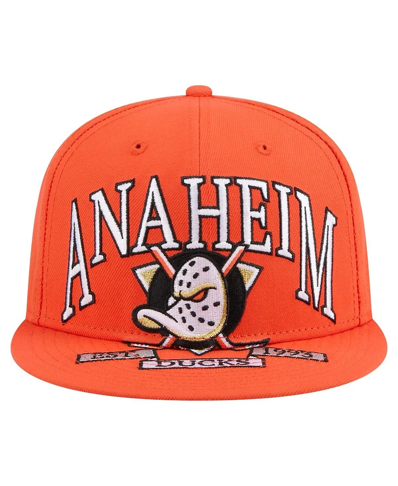 New Era Men's Orange Anaheim Ducks Oversized Arch 59Fifty Fitted Hat