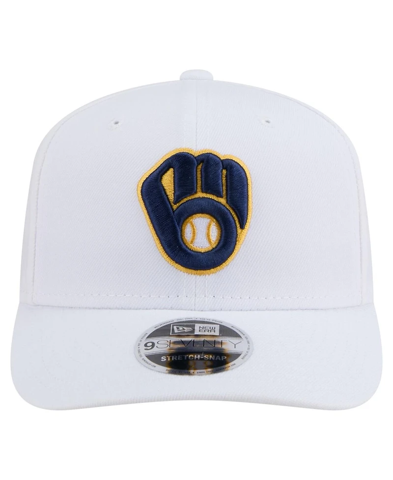 New Era Men's White Milwaukee Brewers Coolera 9SEVENTY Adjustable Hat