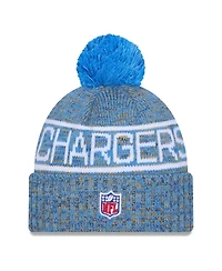 New Era Men's Powder Blue Los Angeles Chargers 2025 Sideline Cold Weather Cuffed Pom with Knit Hat