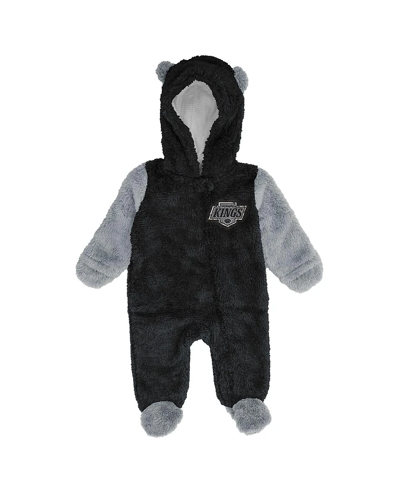 Outerstuff Baby Boys and Girls Newborn Black Los Angeles Kings Stay Napping Fleece Bunting Full-Zip Sleeper