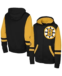 Outerstuff Big Boys and Girls Black Boston Bruins Face Off Full-Zip Hoodie
