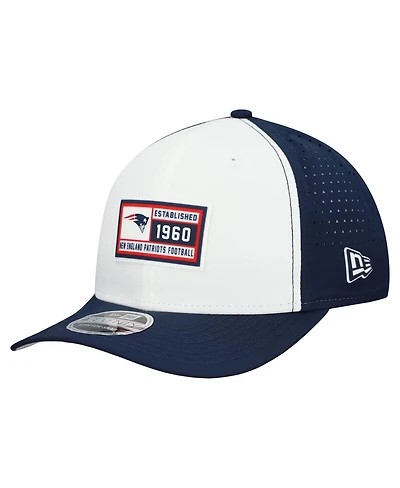 New Era Men's White/Navy New England Patriots Established Patch 9SEVENTY Adjustable Hat