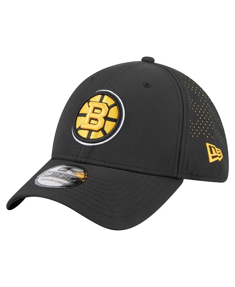 New Era Men's Black Boston Bruins Night 39THIRTY Flex Hat