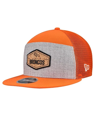 New Era Men's Gray/Orange Denver Broncos Cork Split Panel 9FIFTY Trucker Snapback Hat
