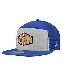 New Era Men's Gray/Royal Buffalo Bills Cork Split Panel 9FIFTY Trucker Snapback Hat