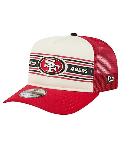 New Era Men's Cream/Scarlet San Francisco 49ers Banner A-Frame 9FIFTY Trucker Snapback Hat