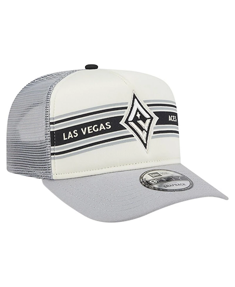 New Era Men's and Women's White/Gray Las Vegas Aces Banner Foam Front 9FIFTY A-Frame Adjustable Trucker Hat