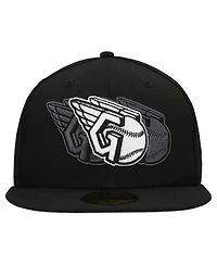 New Era Men's Black Cleveland Guardians Tri-Hit 59FIFTY Fitted Hat