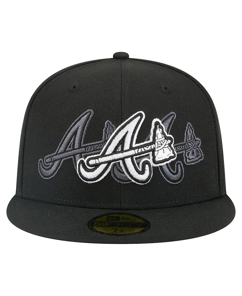 New Era Men's Black Atlanta Braves Tri-Hit 59FIFTY Fitted Hat