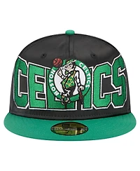 New Era Men's Black/Kelly Green Boston Celtics Satin Two-Tone 59FIFTY Fitted Hat